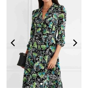 Diane Von Furstenberg Black and Green Floral Dress
